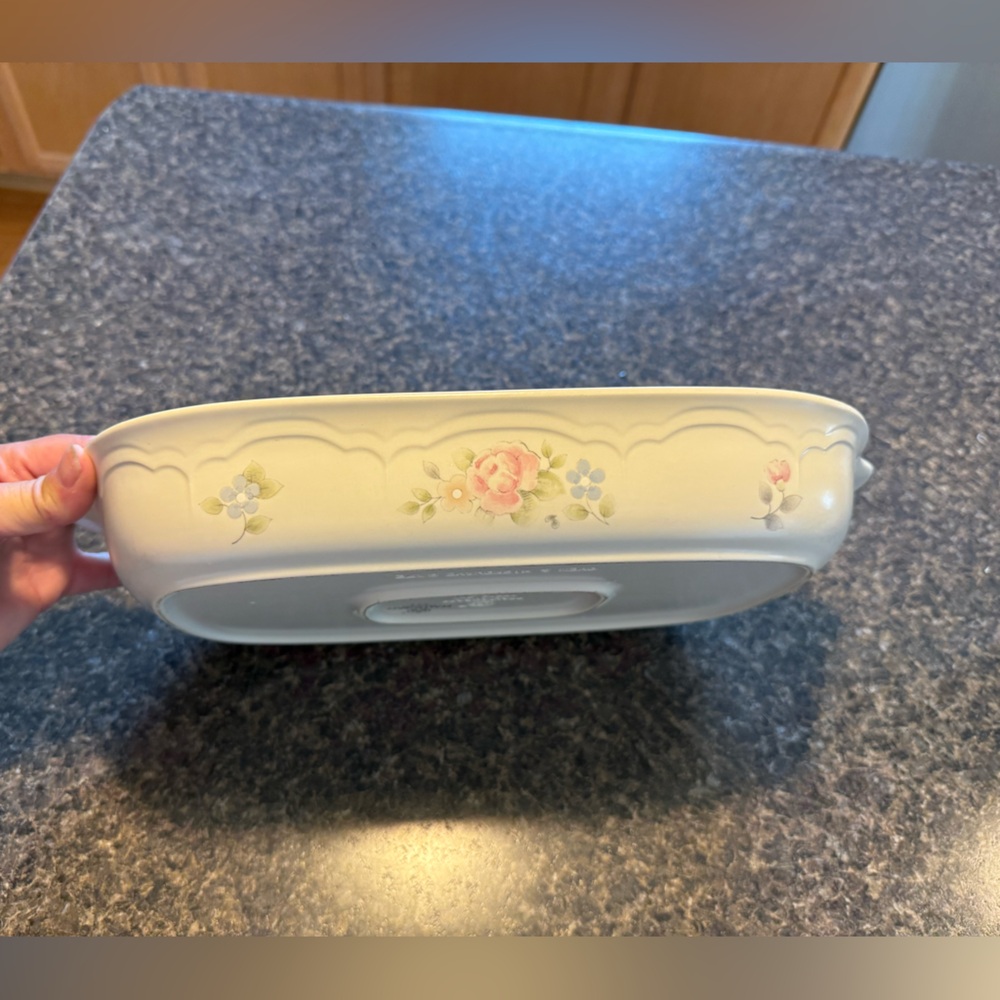 Pfaltzgraff Floral Bakeware Dish - White with Pink and Blue Accents